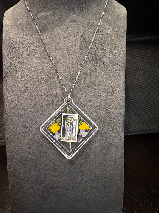 Necklace - silver chain - The High Priestess