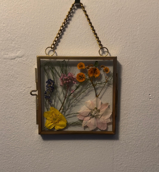 Hanging Gold Frame with Rainbow Florals