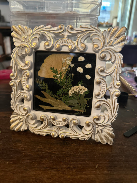 Gingko Leaf + Neutrals in White Square Frame